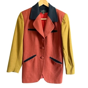 Chaqueta Blazer Traje Años 90 Vintage EXPRESS | Bloque de Color Verde Óxido y Guisante | Pequeña - Imagen 1 de 6