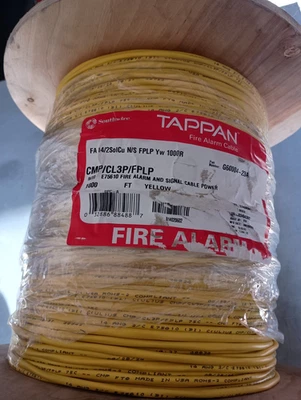 NUEVO 1000 FT 14/2 SÓLIDO CU FPLP PLENUM AMARILLO CABLE ALARMA CONTRA INCENDIOS SOUTHWIRE EE. UU. Foto 1 de 4