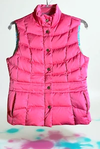 Lilly Pulitzer Small Pink Flamingo Tropical Quilted Puffer Vest Gold Buttons - Bild 1 von 8