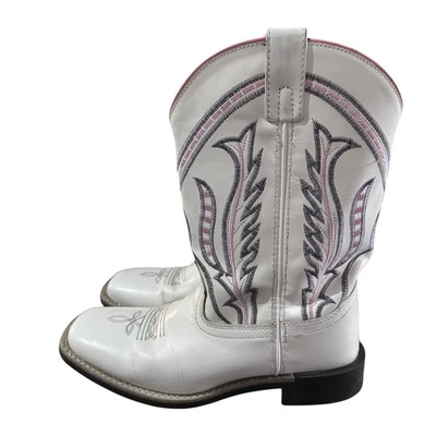 Smoky Mountain Western Boots Girls Dallas Square Toe White With Pink Grey Sz 5 - Image 1 of 4