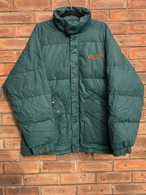 Russell Athletic Green Puffer Wax Jacket Coat Medium Vintage Full Zip - Image 1 of 4