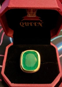 Emerald Ring Bezel 18k Gp Natural - Picture 1 of 5
