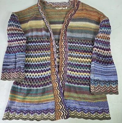 Cárdigan Suéter Tejido Abierto Suave Surroundings Albi M Manga Campana Boho Multi Foto 1 de 4