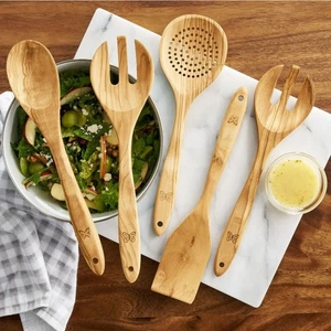 PIONEER WOMAN Kitchen Utensil Set, 5-Piece Wooden Cooking Tools - Picture 1 of 4