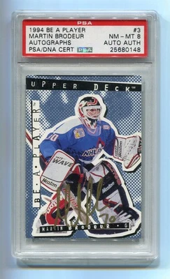 1994 NHLPA Be A Player BAP Autographs 3 Martin Brodeur PSA 8 NM-Mint DNA Auto - Image 1 of 2