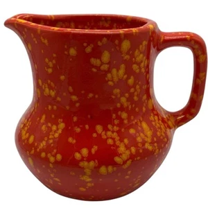 Vintage Mid Century Red Orange Speckle splatter ceramic Pitcher signed 1969 5” - Picture 1 of 7