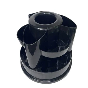 Black Rotating Desk Organizer, 10 Compartments, size 8 x 8 x 8- Used - Picture 1 of 4