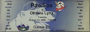 Pawtucket Red Sox Ottawa Lynx Unused Ticket Stub McCoy Stadium MiLB 8/23/2005 - Picture 1 of 2