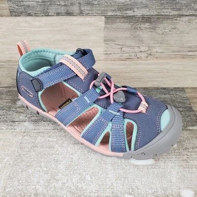 KEEN Seacamp II CNX Youth Hiking Sandals Sz 2 Flint Stone Ocean Wave Hook & Loop - Image 1 of 4