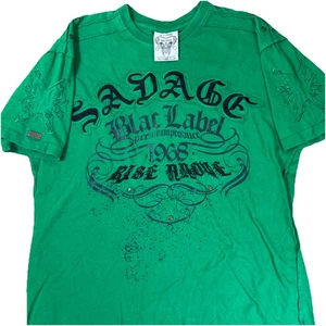 Men’s Vintage Blac Label “Savage Rise Above” T-Shirt Y2K Hip-Hop Studded Size XL - Picture 1 of 8