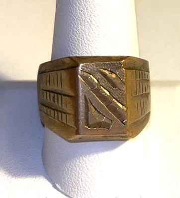 Men's 18k Gold Plated Signet Ring Stamped Size 11 - Image 1 of 4