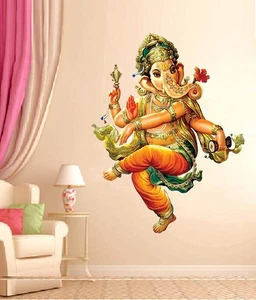 Pegatina de pared tradicional india Lord Shree Ganesh ji multicolor - Imagen 1 de 5