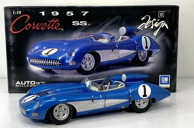 1/18 AUTOart 1957 Chevrolet Corvette SS Concept Blue Race Car Sebring 12  71051 - Image 1 of 4