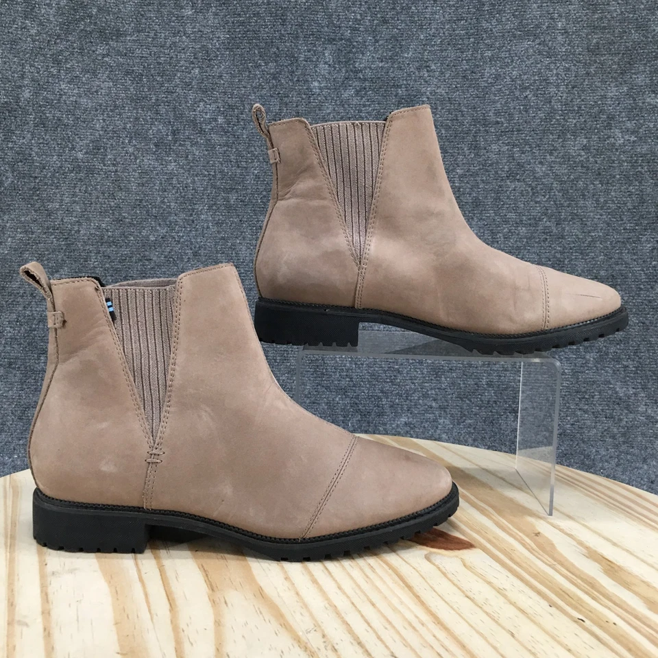 TOMS Botas Chelsea Para Mujer 9M Taupe Cleo Botín al Tobillo Cuero Suela Informal Foto 1 de 4