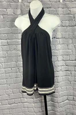 Top halter MICHAEL Michael Kors dobladillo a rayas talla L negro Foto 1 de 4