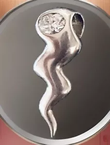 Pendant 925 Sterling Silver Wavy Squiggle Lightning Slide With Clear Stone - Picture 1 of 2