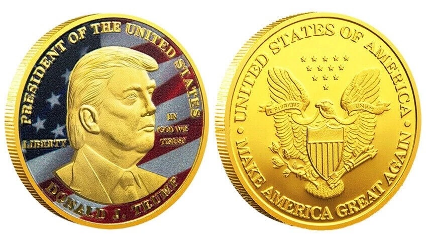 SPORTZCOLLECTABLES.COM Donald Trump 2024 "USA FLAG" Coin - Gold - Golf Ball Marker