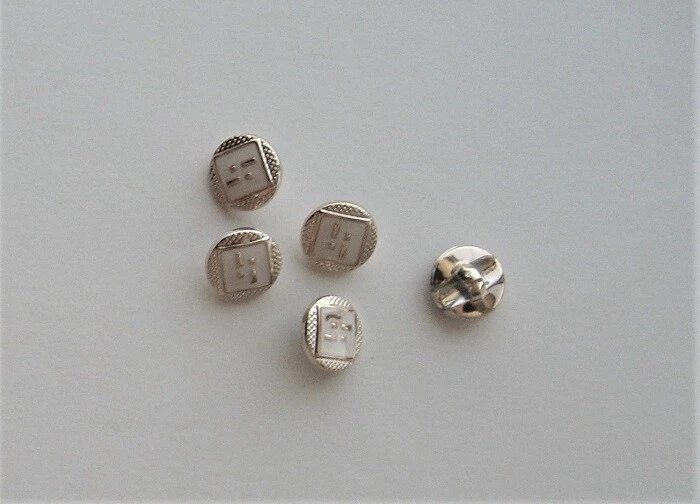 CRAFT-SEWING/KNITTING-BUTTONS 5 x 12mm Metal Look Geometric Design Shank Buttons - Image 1 of 1