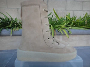 YEEZY Season 2, Suede 7 Eye Lace Up Boot on CREPE, Beige/Tan, Men's Sz 7 - Picture 1 of 12