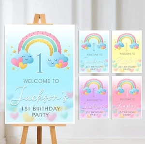 1er FIESTA DE CUMPLEAÑOS SIGNO DE BIENVENIDA CARTEL PERSONALIZADO EXHIBICIÓN FOAMBOARD IMPRESIÓN - Imagen 1 de 9