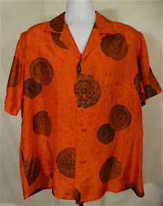 Rare! Vintage 1960's Ross Sutherland Red Silk Tribal Hawaiian Shirt Large Look!! - Picture 1 of 9
