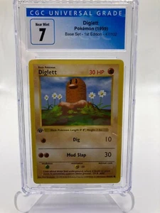 Diglett 47/102 1st Edition Shadowless Base Set Pokemon Card CGC 7 NM ~PSA - Picture 1 of 2