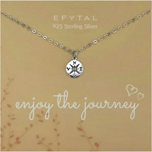 Graduation Gifts for Her 2022, Sterling Silver or Gold Plated Compass Necklace, - Picture 1 of 12