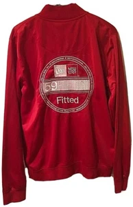 New Era Embroidered 59FIFTY Fitted Big Logo Red & White Mens Jacket Size Small - Picture 1 of 4
