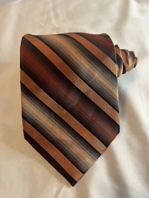 Corbata Statements naranja/marrón/beige a rayas 100 %/negro seda 59"x3,75" Foto 1 de 4