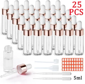 5ml Clear Glass Dropper Bottle Ear Eye Dripper Drop Essential Oil Serum Pipette - Picture 1 of 9