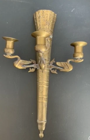 Antique Art Deco Solid Brass Lighting Fixture Lamp Light Swans Wall Sconce Cover