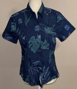 Kahala Hawaiian Pocket Shirt HPD Blue Floral Honolulu Police Dept Ladies Sz S - Picture 1 of 11