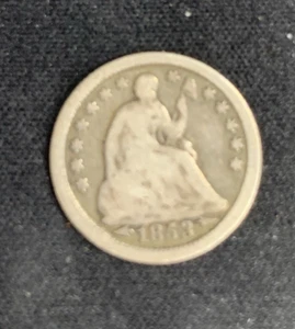 1853 Silver Seated Liberty Half Dime With Arrows - Picture 1 of 2