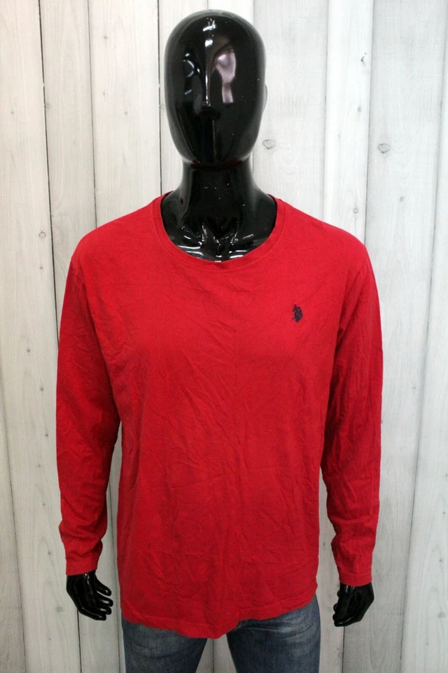 Camiseta US POLO ASSN Hombre Talla 2XL Roja T-Shirt De Algodón De Manga Larga - Imagen 1 de 4