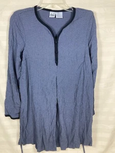 Maternity Blouse Long Sleeve Navy Blue Herringbone "DUO Maternity" Size Medium  - Picture 1 of 7