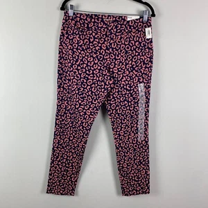 Old Navy Pixie Ankle Pants Size 6 Pink Navy Leopard Print - Picture 1 of 10
