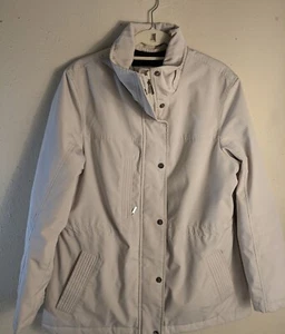 London Fog Women L Tan Fur Lined Anorak Jacket Cinch Waist Zipper Pockets     - Picture 1 of 24