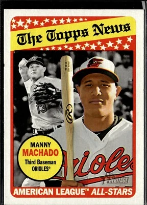 2018 Topps Heritage News #292 MANNY MACHADO Baltimore Orioles D3 - Image 1 of 2