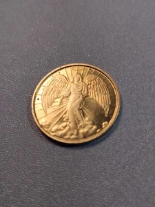 Guardian Angel Pocket medal coin Token Gold tone  - Picture 1 of 4