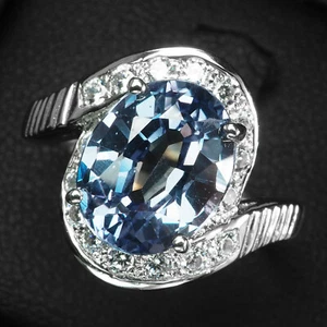 Brilliant Color Change Sapphire 4.05Ct 925 Sterling Silver Handmade Rings Size 8 - Picture 1 of 10