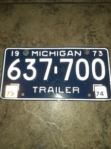 Vintage 1973 Michigan License Plate Trailer  - Picture 1 of 3