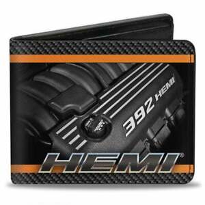 Buckle Down Hemi 392 HEMI Engine Carbon Fiber Orange Vegan Leather Wallet