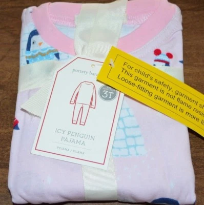 Pottery Barn Kid Icy Penguin 尺寸 3T 紧身儿童睡衣节日圣诞节 — 第 1/4 张图片
