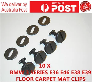 10 X BMW 3 5 7 SERIES CARPET MAT CLIPS E36 E46 E38 E39 TWIST LOCK WITH WASHERS - Picture 1 of 1