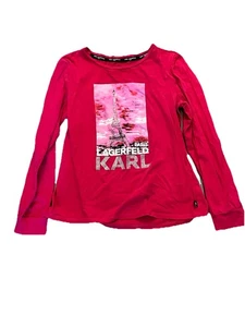 Karl Lagerfeld rosa Langarm Longshirt mit Eiffelturm Gr. M - Bild 1 von 9