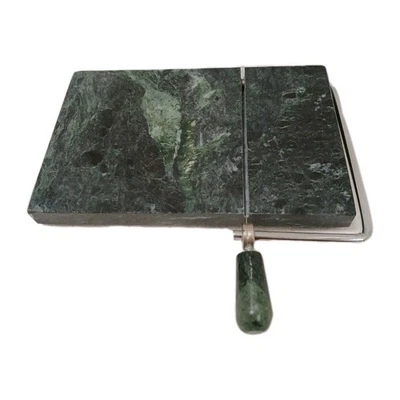 Marble Cheese Cutting Board 8"x5" Natural Dark Green Party Cheese Board Cutter  - Image 1 of 4