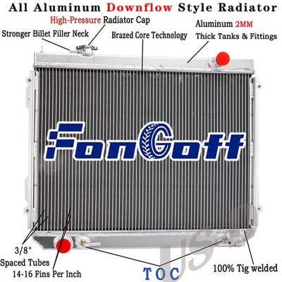 Aluminum Radiator For 1995-2004 1996 2003 Toyota Tacoma 2.4L 2.7L L4 3.4L V6 AT - Image 1 of 4