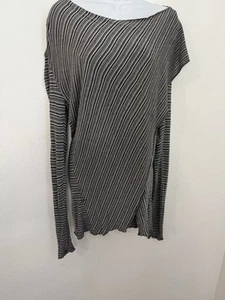 Hard Tail Forever Top Black White Stripe Size Small Asymmetrical Wrap 90s Knit - Picture 1 of 12