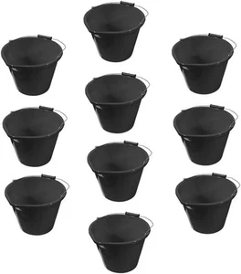 Heavy Duty 14L Black Builders Bucket, Sturdy Car Wash Bucket with Handles, Premi - Picture 1 of 51