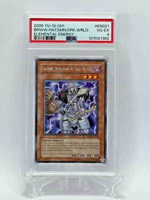 2005 Yu Gi Oh Elemental Energy Card #EN021 Broww, Huntsman Of Dark World PSA 4 - Image 1 of 3